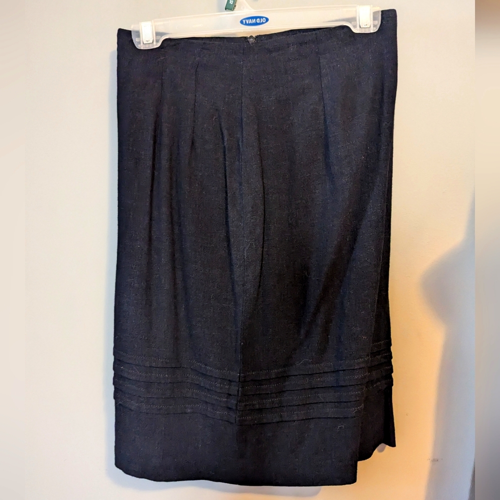 Linen-like Donna Ricco black pencil skirt